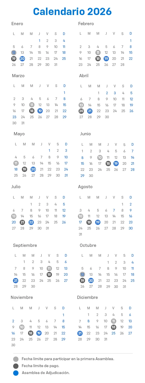 Calendario completo asamblea de adjudicación mobile 2026
